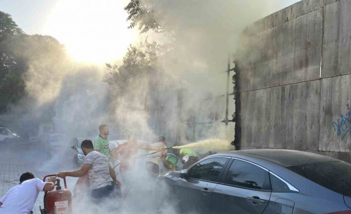 İzelman otoparkında yangın paniği