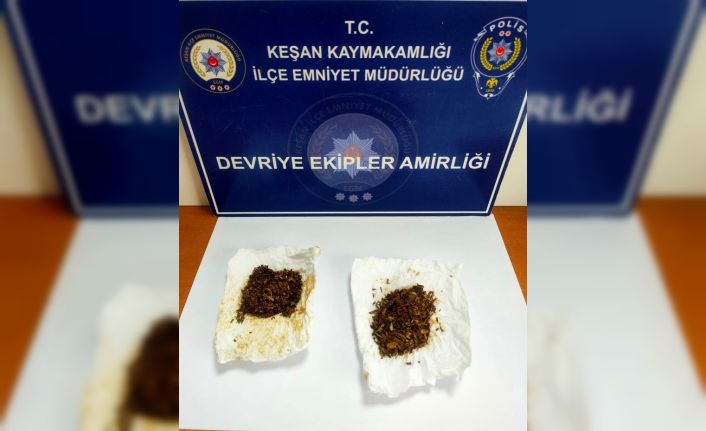 Keşan’da polisin durdurduğu şüpheliden uyuşturucu ele geçirildi