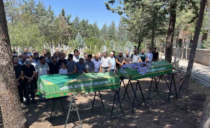 Konya’da derede boğulan kız kardeşlere acı veda