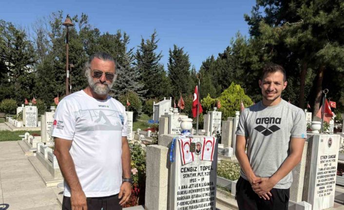 Milli yüzücü Doğukan Ulaç, şampiyonluğunu Şehit Pilot Yüzbaşı Cengiz Topel’e adadı