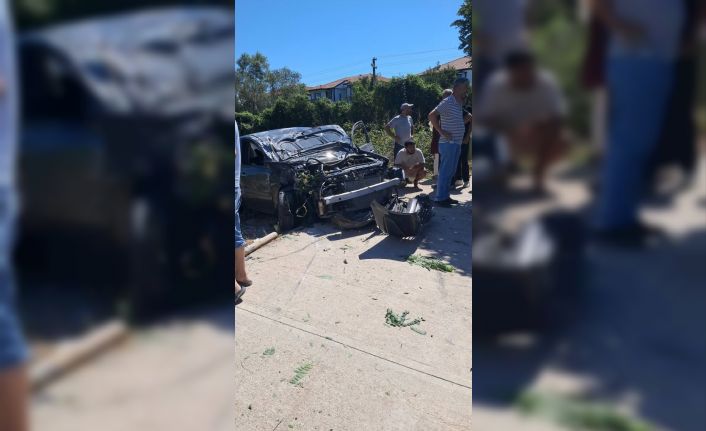 Önce aydınlatma direğine, sonra ağaca çarptı: 2 yaralı