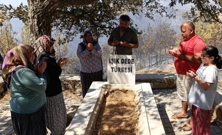 Orman yangınında mezarlık yandı, alevler Işık Dede’nin kabrinde durdu