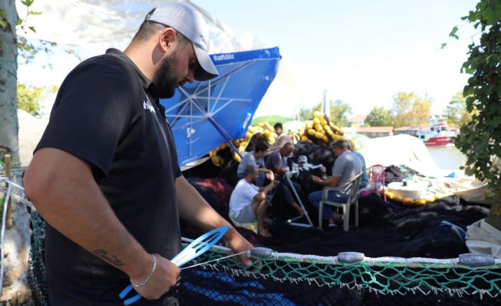 Palamuttan ümidini kesen balıkçılar, ağlarını hamsi için onardı
