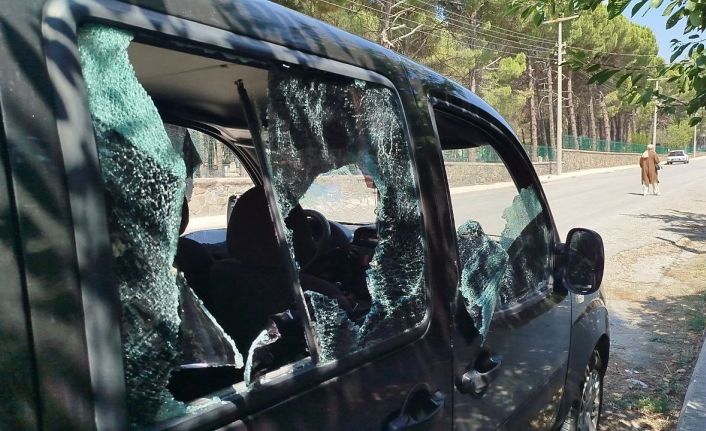 Park halindeki araca sopalı saldırı