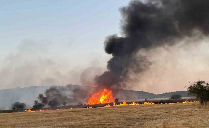 Saman yüklü kamyon alev alev yandı