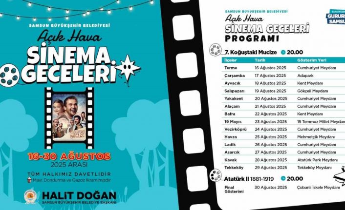 Samsun’da Açık Hava Sinema Geceleri başlıyor