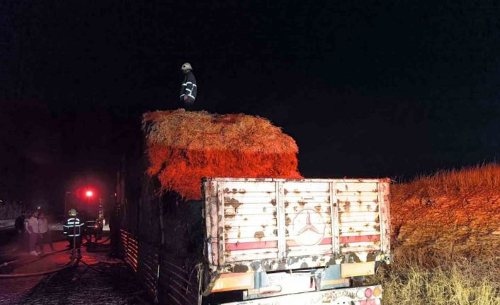 Şanlıurfa’da saman yüklü tır alev aldı