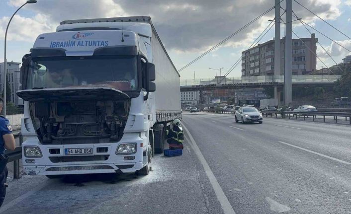 Seyir halindeki tırda yangın korkusu