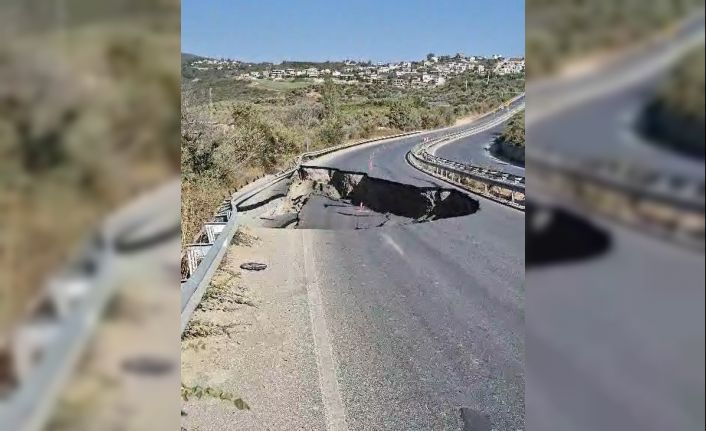 Söke-Kuşadası Karayolu’nda yol çöktü