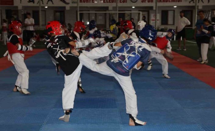 Taekwondo şenliğinde minikler hünerlerini sergiledi