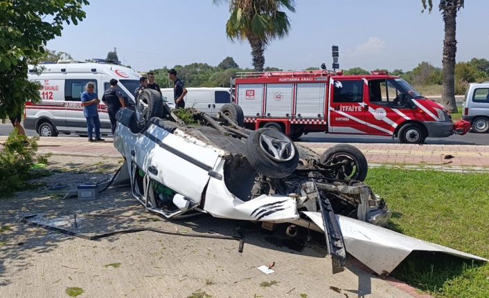 Takla atıp ters dönen Fiat Tofaş hurdaya döndü: 1 yaralı