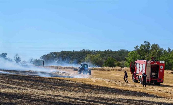 Tekirdağ’da 50 dönüm biçilmiş buğday tarlası yandı