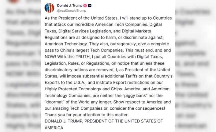 Trump’tan dijital vergi uygulayan ülkelere "Vergi ve kısıtlama tehdidi"