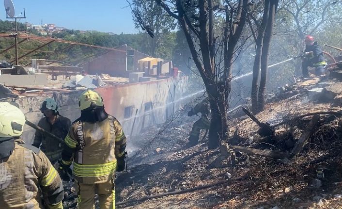 Ümraniye’de ağaçlık alanda çıkan yangın paniğe neden oldu