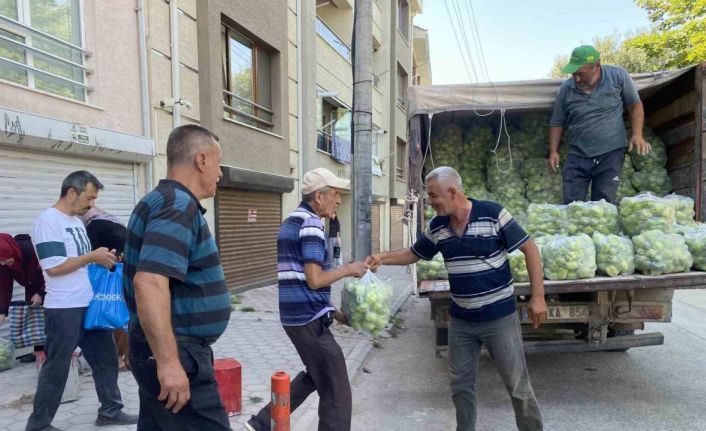 Yaklaşık 5 ton dolma biberi ücretsiz dağıttı