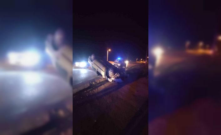 Yol çalışmasını fark edemeyen sürücü takla attı: 1 yaralı
