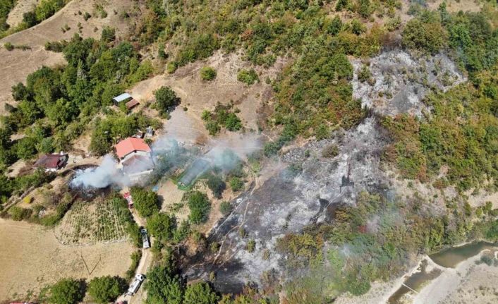Ahşap evden ormanlık alana sıçrayan yangın kontrol altına alındı