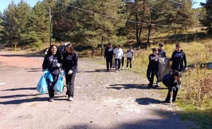 Ardahan’da öğrenciler orman temizledi