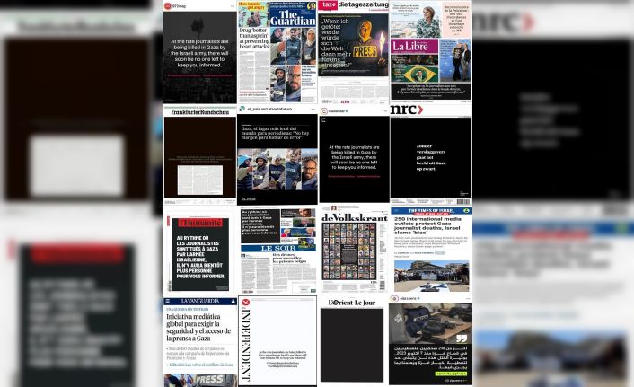 Dünya genelinde 250’den fazla medya kuruluşundan İsrail’e tepki: Gazetelerin ilk sayfaları karartıldı
