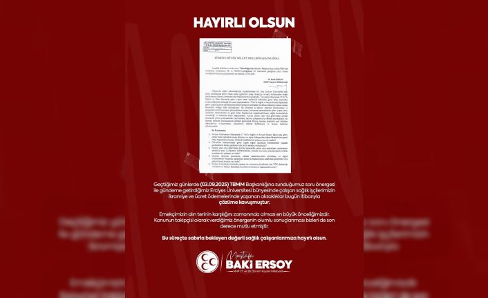 Milletvekili Ersoy’dan sağlık işçilerine müjde