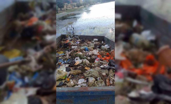 Muhtardan örnek davranış: Çubuk Gölü’nü kendi traktörüyle temizledi