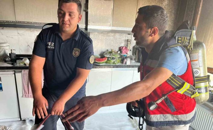 Mutfakta çıkan yangın itfaiye ekiplerince söndürüldü