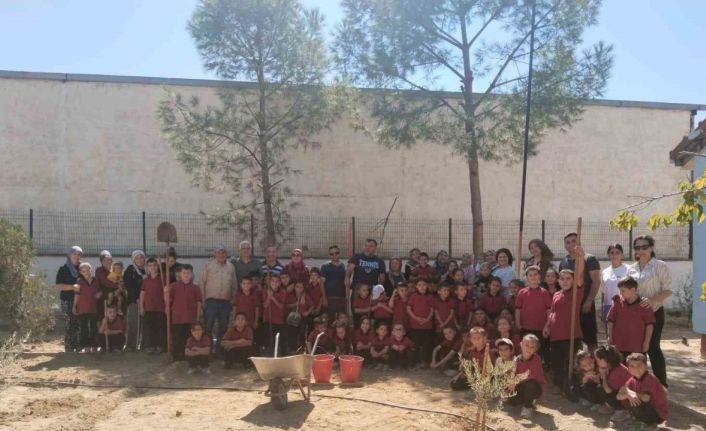 Okul bahçesinde fidan diktiler