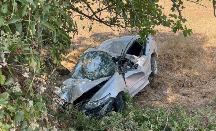 Şarampole yuvarlanan otomobil ağaçlara çarparak durabildi: 1 ağır yaralı