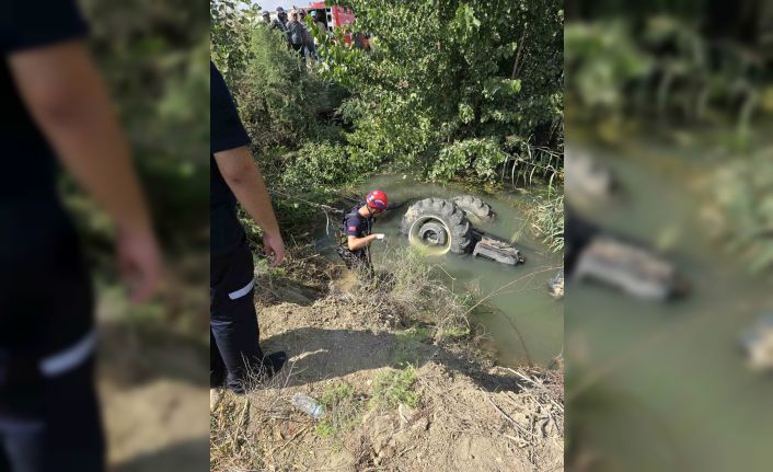 Sulama kanalına devrilen traktörün sürücüsü hayatını kaybetti