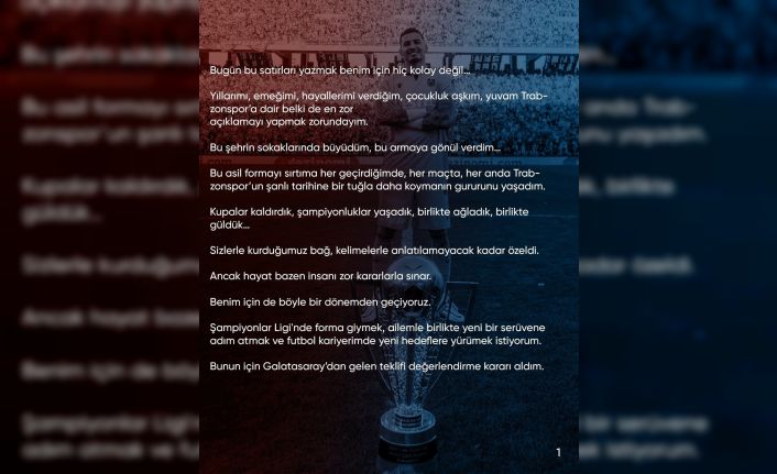 Uğurcan Çakır, Trabzonspor’a veda etti