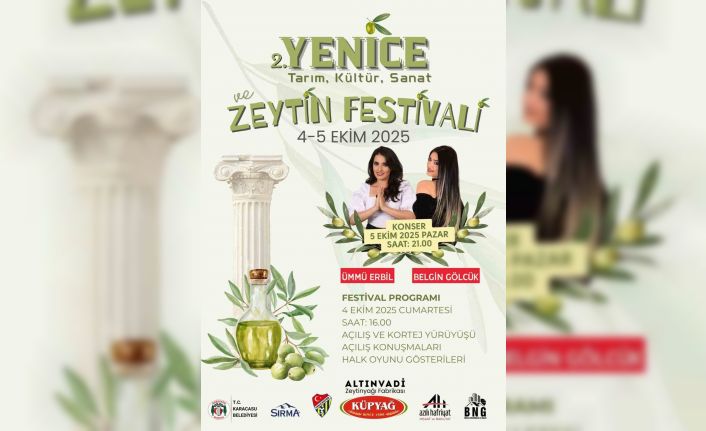 Yenice Tarım, Kültür, Sanat ve Zeytin Festivali kapılarını açıyor