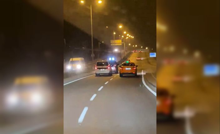 Arnavutköy’de trafikte tehlikeli anlar görüntülendi