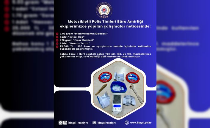 Bingöl’de uyuşturucu operasyonu: 1 şüpheli tutuklandı