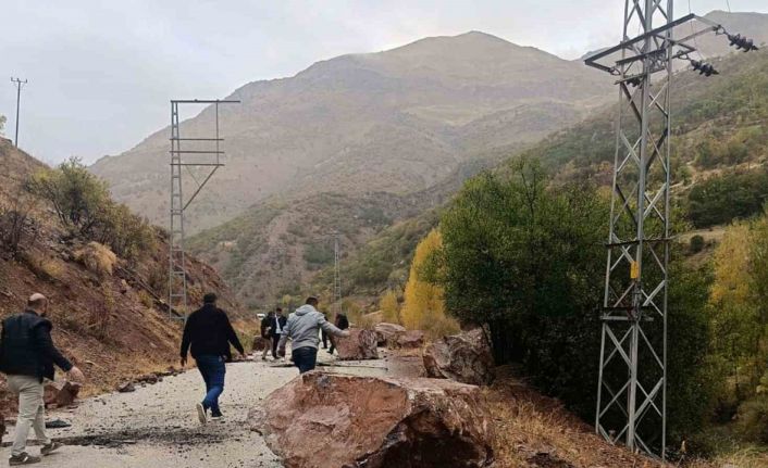 Çatak’ta yola kaya parçaları düştü