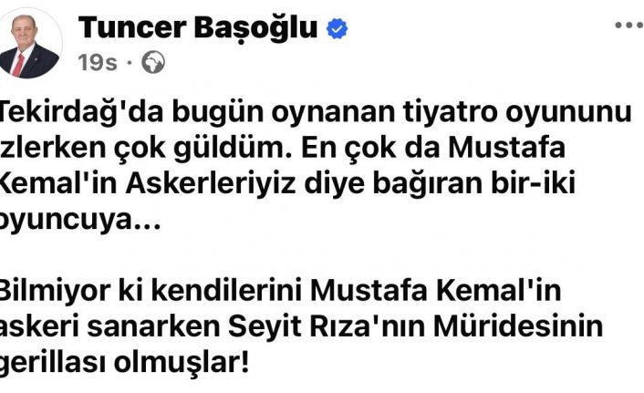 CHP’den istifa eden Hayrabolu Belediye Başkanı Başoğlu’ndan dikkat çeken paylaşım