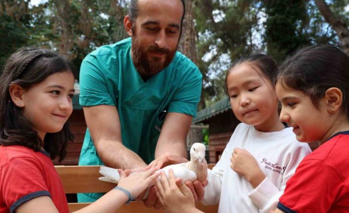 Çocuklar tedavisi tamamlanan güvercinleri doğaya saldı