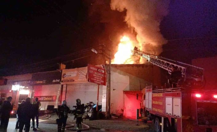 Çorum’da lastik tamirhanesinde yangın