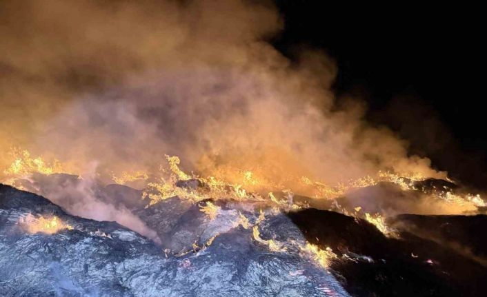 Eber Gölü’nden toplanan kamışların depolandığı alanda yangın