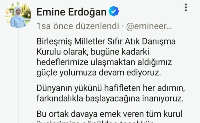 Emine Erdoğan: "Hedeflerimize ulaşmaktan aldığımız güçle yolumuza devam ediyoruz"