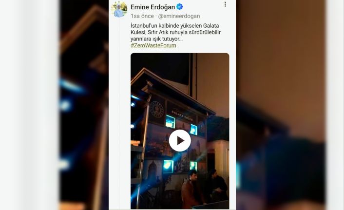 Emine Erdoğan’dan "Sıfır Atık Forumu" kapsamında Galata Kulesi’ne yansıtılan görsellere ilişkin paylaşım