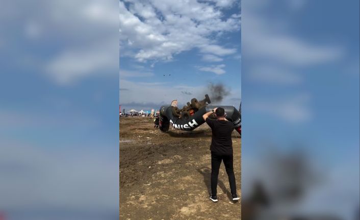 Finish çizgisini takla atarak geçtiler