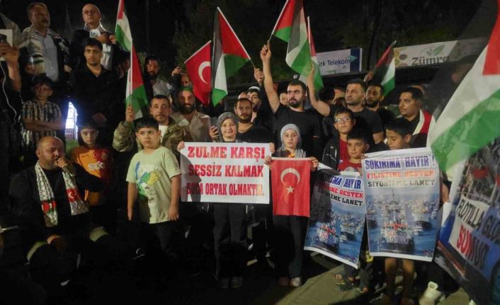 Gaziantepliler "Sumud Filosu"na destek için toplandı