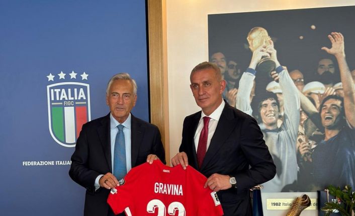 Hacıosmanoğlu, İtalya Futbol Federasyonu Başkanı Gravina’yı ziyaret etti