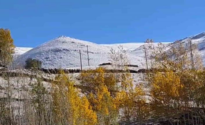 Hamur’daki Karlıca köyünde dağlar karla kaplandı, kartpostallık manzaralar oluştu