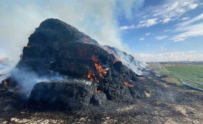 Karaman’da 300 ton saman balyası kül oldu