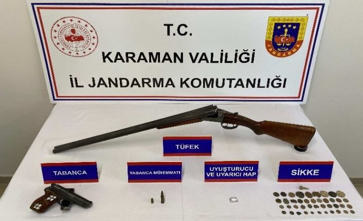 Karaman’da tarihi eser ve ruhsatsız silah ele geçirildi: 7 tutuklama