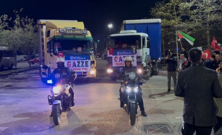 Kocaeli’den yardım tırları Gazze’ye doğru yola çıktı