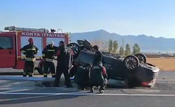 Konya’da otomobil takla attı: 3 yaralı