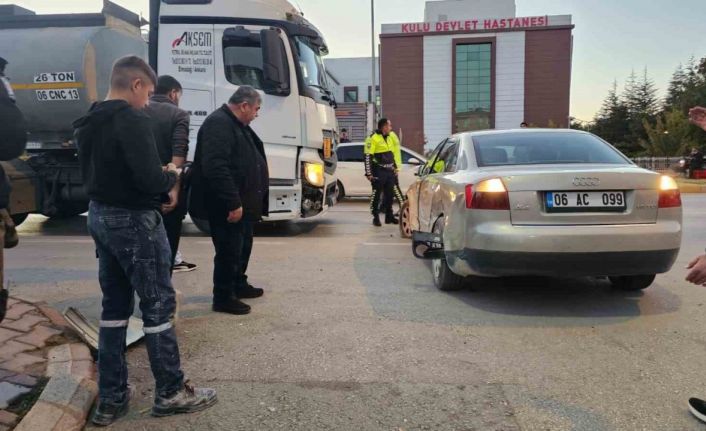 Kulu’da tanker ile otomobil çarpıştı, kaza ucuz atlatıldı