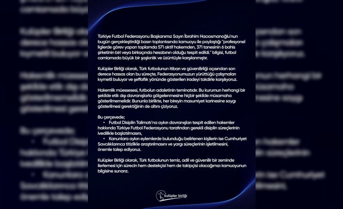 Kulüpler Birliği’nden TFF’ye destek